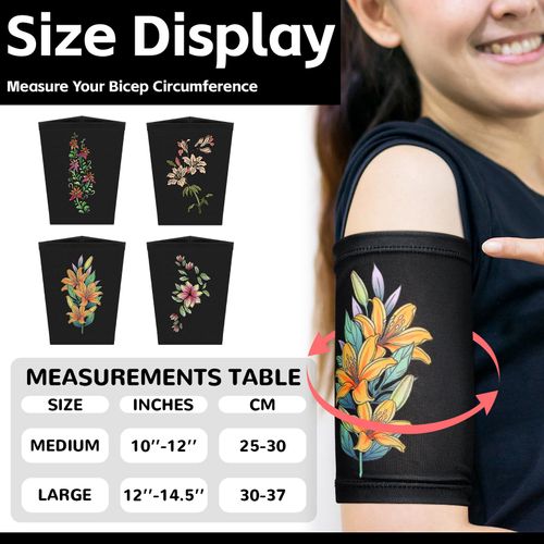 Vabean 4 Pcs PICC Line Cover Sleeve PICC Upper Arm Cover Soft Breathable Elastic Line Sleeve for Women Men Adult(Medium,Black Color)