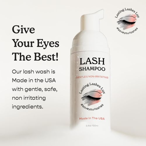 Eyelash Extension Shampoo,100ml 3.4 fl. Oz Lash Cleaner, Eyelid & Eyebrow Foaming Cleanser, Lash Wash for Eyelash Extensions, Non-Irritating 100% Natural, Sensitive Formula for Lash Extension Home Use