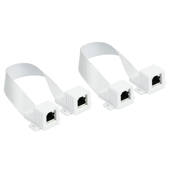 Good Connections RJ45 Ethernet LAN Tür-/Fensterdurchführung - 2er-Spar-Set, extrem flach - beidseitig RJ45-Buchse - Gesamtlänge inkl. Stecker weiß, Länge: 25-27 cm