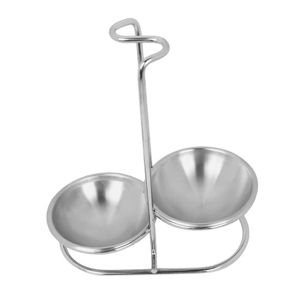 Luxshiny Vertical Soup Ladle Holder Stainless Steel Vertical Saving Soup Ladles Holders Double Spoon Stand Rack Cooking Utensils Stand Spoon Rest for Stove Top (with Tray) Spoon Ladle Holder