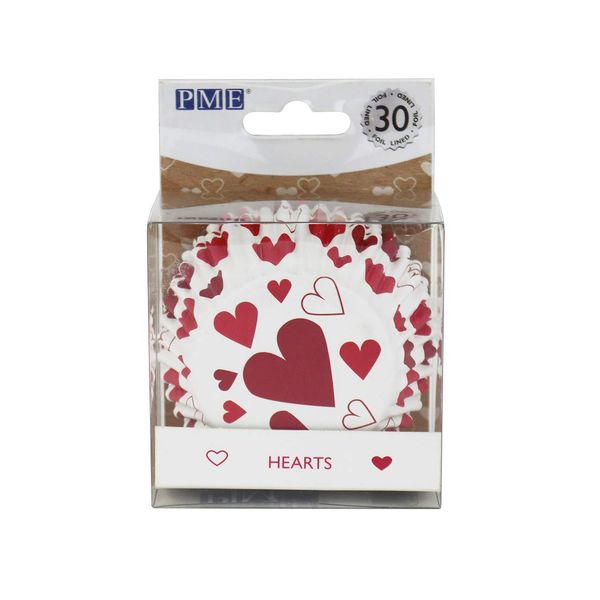 PME Hearts Foil Lined Cupcake Cases - 30 Pack,White