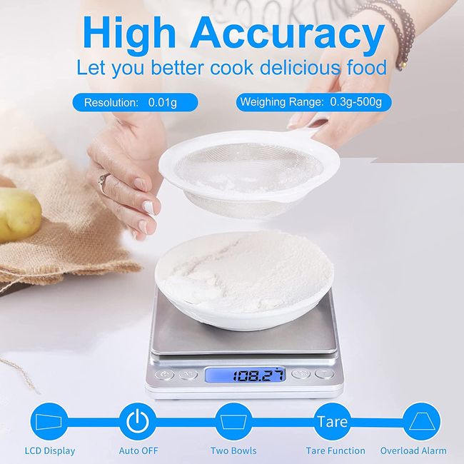 Kitchen Digital Scale for Food Rechargeable Portable Digital Weigher  Balance LCD Display Measuring Grams Ounces Cooking Baking