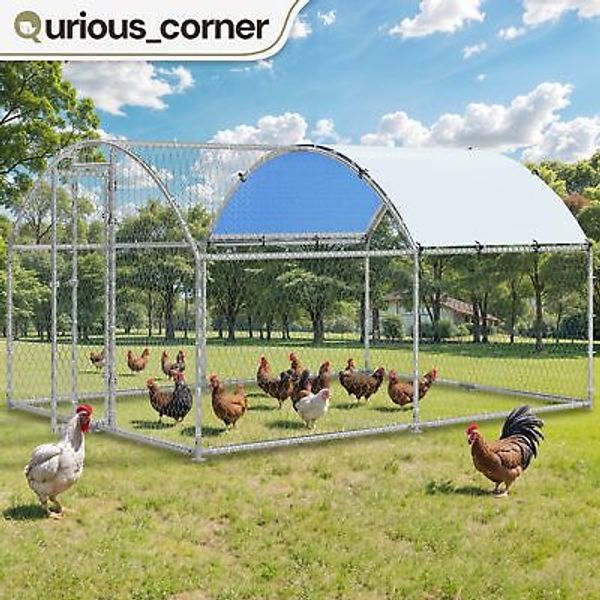 Walk in Metal 13' x 9.8' x 6.4' Rabbit Hutch Pet Dome Cage Hen House Puppies Pen