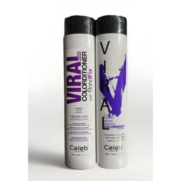 Celeb Luxury Viral Extreme Purple Color Wash Shampoo & Conditioner New  8.25 oz