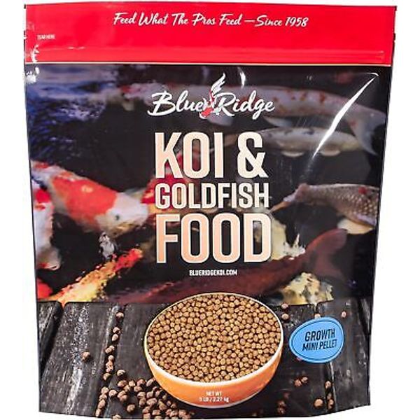 Blue Ridge Fish Food Pellets [5Lb] Koi And Goldfish Growth Formula, Mini Floatin