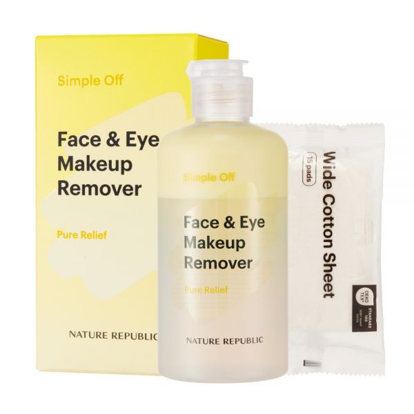 Nature Republic Simple Off Face &amp; Eye Makeup Remover Pure Relief Special Set 240ml + 15 cotton pads