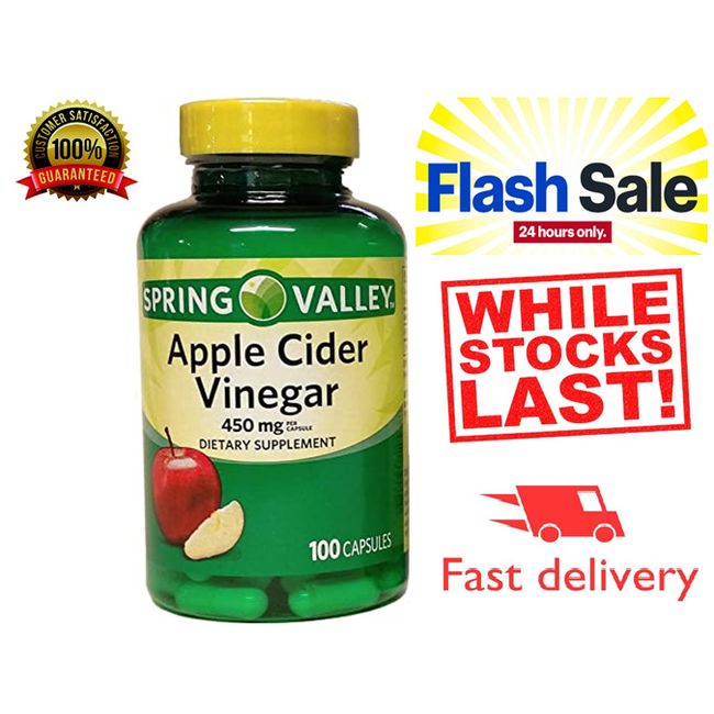 Apple Cider Vinegar Dietary Supplement 100 Capsules 450mg Spring Valley