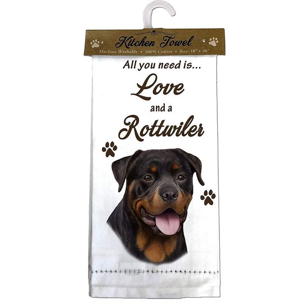 E&S Pets 700-33 Rottweiler Kitchen Towel, Off-white