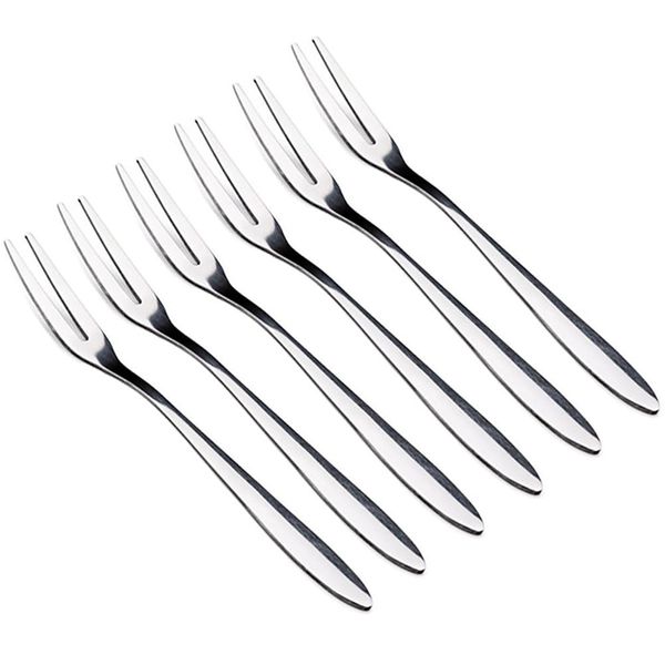 Stainless Steel Forks Set - for Oyster Shellfish, Appetizers & Dessert (6 Pcs)