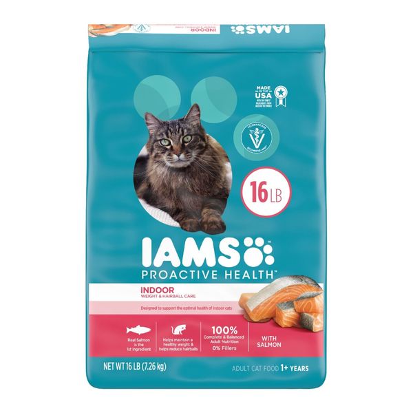 Iams Proactive Health Adult Indoor Weight & Hairball Care Dry Cat Food with S...