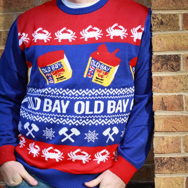 OLD BAY Pattern (Blue and Red) / Knit Sweater - 5X-Large / Blue