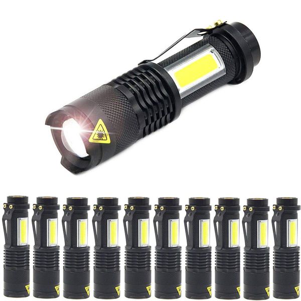 MODOAO COB LED Flashlights,Ultra Bright 4 Modes Mini Handheld Torch,Waterproof Pocket Lights Handheld Flashlight (10 Pack)