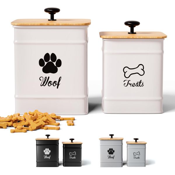 Dog Treat Container Airtight Set of 2 - 8x6" & 7x5" Dog Treat Jars with Lids Airtight - Dog Treat Jars for Kitchen Counter - Dog Treat Canister - Big Dog Cookie Jar Dog Treat Jar - Pet Treat Container