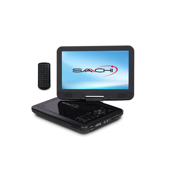 Multi Region 10.1" Portable DVD Player All Region Free with 270° Swivel Screen, 4.5 Hours Rechargeable Battery, SD/MMC Card Reader, USB Port, Headphone Jack, Car Charger and Headrest Mount Case
