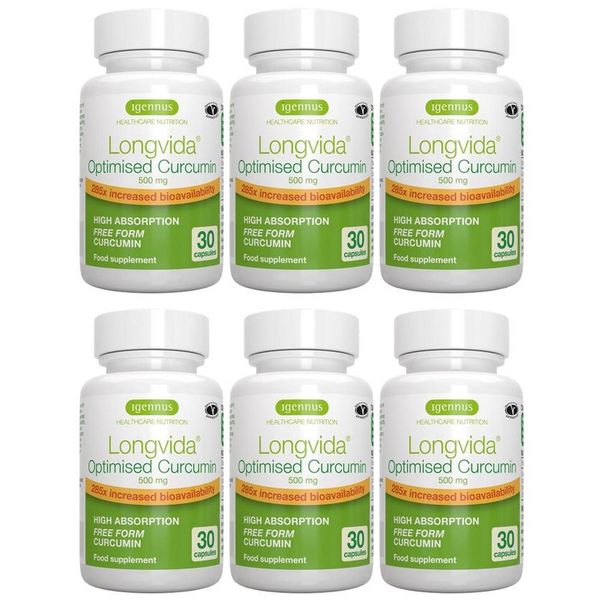 Igennus Longvida Optimized Curcumin 500mg 30 Capsules 6 Packs