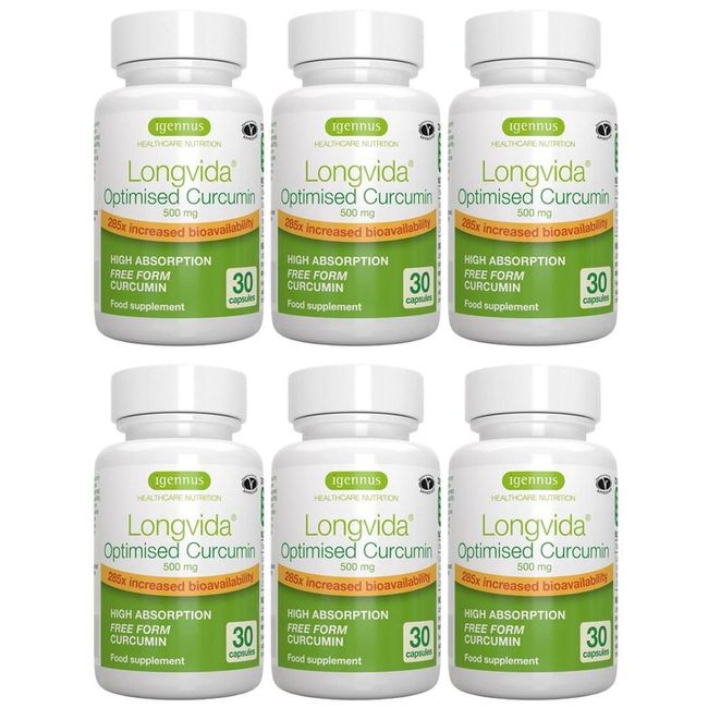 Igennus Longvida Optimized Curcumin 500mg 30 Capsules 6 Packs