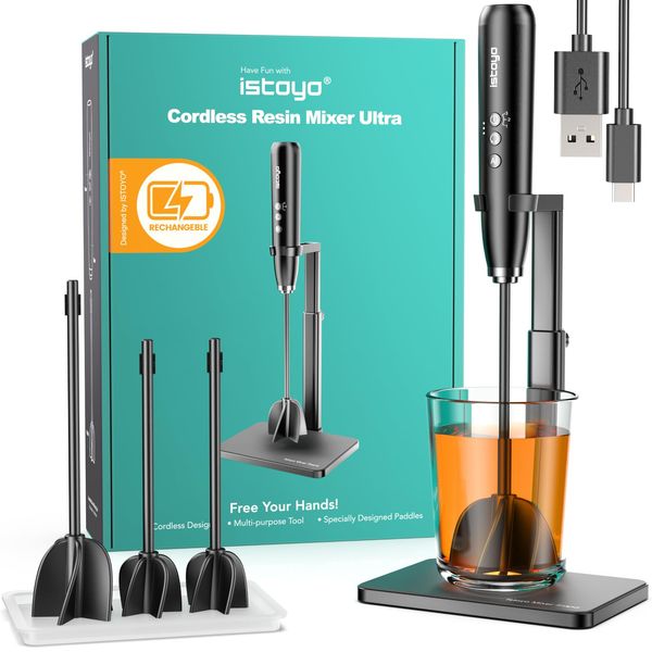 ISTOYO Rechargable Resin Mixer Ultra, Upgraded 3 Speeds Control Epoxy Mixer with AI Mode, Epoxy Resin Mixer, Resin Stirrer for Resin Molds, Resin Supplies, Silicone Molds Mixing, DIY Crafts