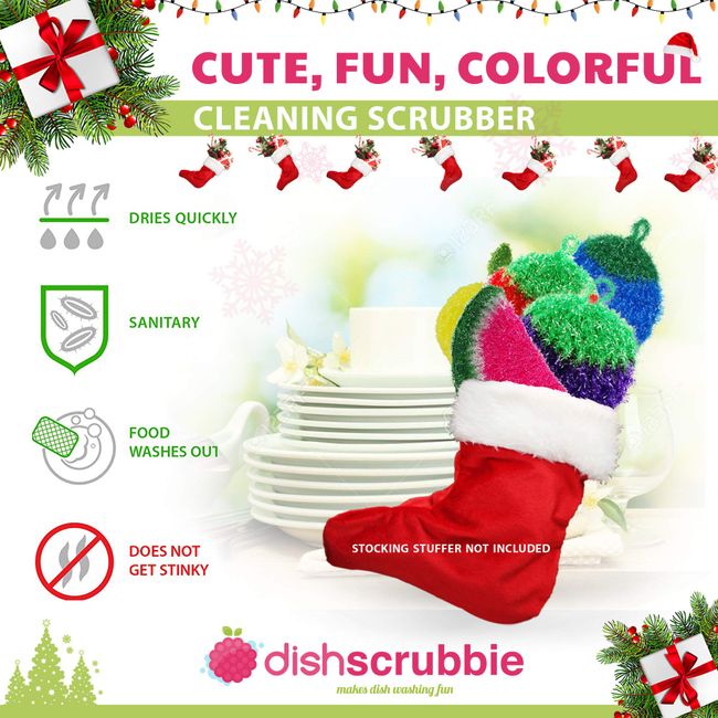 Fun Dish Scrubber by Dish Scrubbie (3PK Mix) - Fruit Shaped Kitchen Sponge  Washing Dishes - Reusable Sponges for Scrubbing, Cleaning, Dishwashing - No