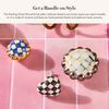 MACKENZIE-CHILDS Round Knob, Decorative Drawer Pull Knob, Gray-and-White Sterling Check