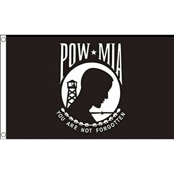 POW MIA White Logo Flag 5ft x 3ft