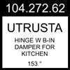 IKEA UTRUSTA Hinge W B-in Damper For Kitchen  2 Pack 153 ° 104.272.62