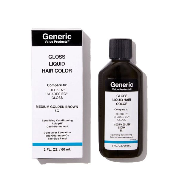 Generic Value Products 6G Medium Golden Brown Demi-Permanent Gloss Liquid Hair Color, Adds Gloss for Healthy Looking Hair, Refreshes Color, Tones for a Beautiful Finish, 2 Fl Oz