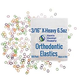 1/8 Inch Orthodontic Elastic Rubber Bands - 100 Pack - Clear Latex Free X-  Heavy 6.5 Ounce Small Rubberbands Braces Dreadlocks Hair Braids Tooth Gap  Packaging Crafts - Sonic Dental - Made in USA