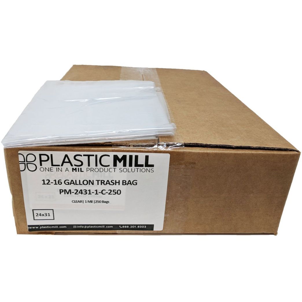 PlasticMill 100 Gallon Garbage Bags: Black, 2 Mil, 67x79, 10 Bags.