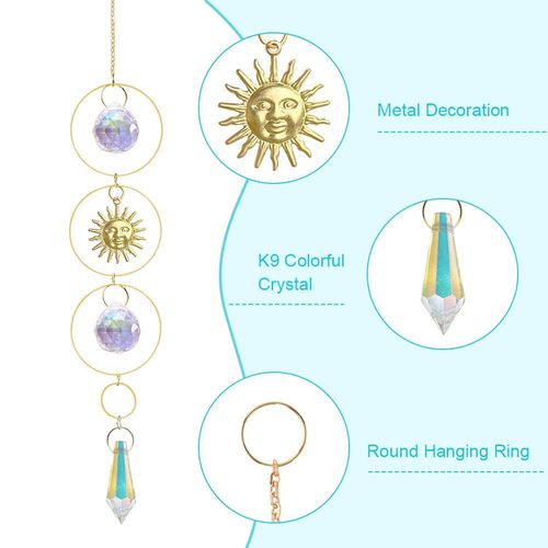 OFFCUP Crystal Suncatchers, 5pcs Rainbow Prism Suncatcher, Sun Catchers Rainbow Suncatcher Crystal Sun Catchers Wind Chimes for Window Bedroom Garden Office Party Wedding Valentine's Decorations