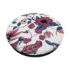 Pink Flowers, Blue Leaves Floral Pattern White Background PopSockets Swappable PopGrip