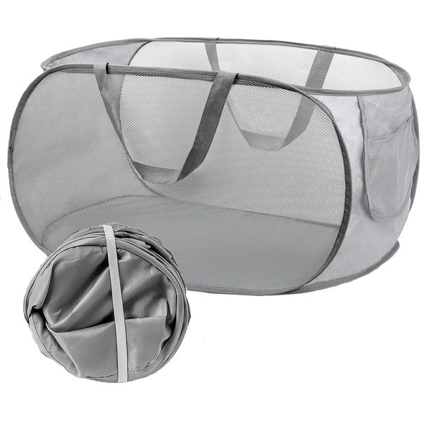 Pop-Up Laundry Basket, Foldable Laundry Basket, Pack of 2 (36 x 36 x 58 cm) Laundry Basket, Foldable with Handle, Laundry Basket, Storage Basket for Children's Room, Camping and Travel (2 Pieces,