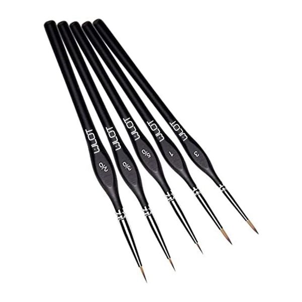 Detail Paint Brush Set 5pcs Miniature Brushes for Fine Detailing & Art Painting - Acrylic, Watercolor, Oil - Miniatures Models, Airplane Kits, Nail.(golden maple series）