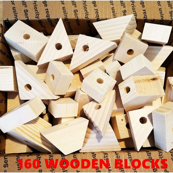 Parrot toys Wood Wooden Blocks 160 All Natural for DIY Cage Toy Macaw Cockatoo African Grey