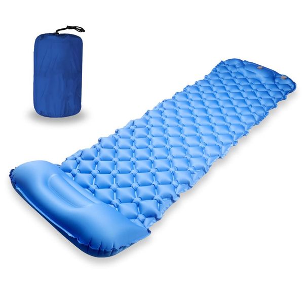 BIHEE Single Sleeping Mat Inflatable Camping Mat Sleeping Mattress Pad with Pump for Outdoor Backpacking, Hiking, Travel, Blue