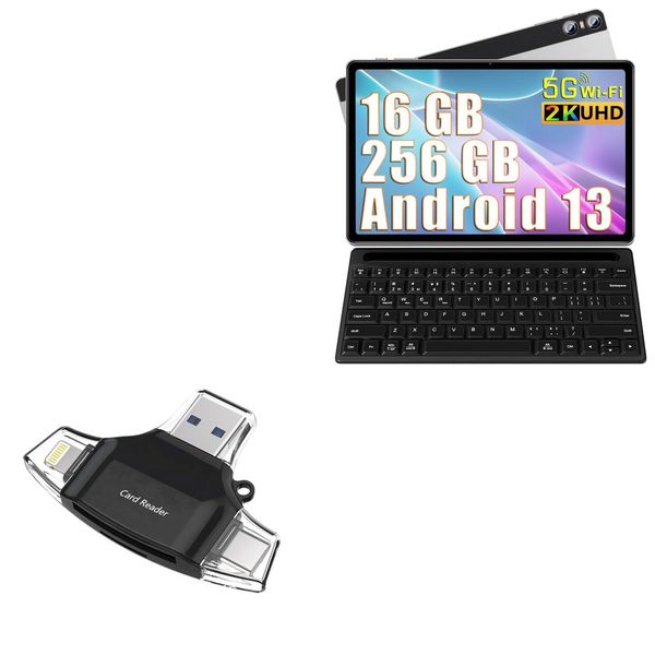 BoxWave Smart Gadget Compatible with SEBBE Android 13 S23 Tablet (11 in) - AllReader SD Card Reader, microSD Card Reader SD Compact USB - Jet Black