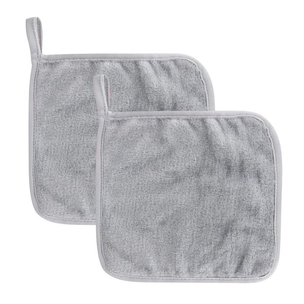 2pcs Reusable Microfiber Makeup Remover Cloths,Premium Hypoallergenic Chemical Free Microfibre Makeup Remover and Facial Cleansing Cloth,Super Soft Cleaning Towel for All Skin Types,Grey(20 * 20cm)