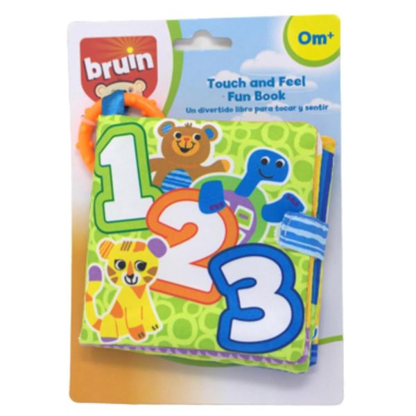 Cloth Touch and Feel On The Go Fun Book for Babies - Multi-Sensory Pages ~ Velcro Closure ~ Handy Clip for Stroller or Diaper Bag ~ Approximately 5" Wide