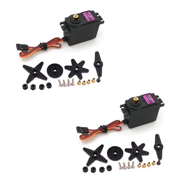 Treedix 2 pcs MG996R Servo Motor Metal Gear High-Torque Servo Motor for Smart Car Robot Boat RC Helicopter Mechanical arm Fittings(Control Angle 360)