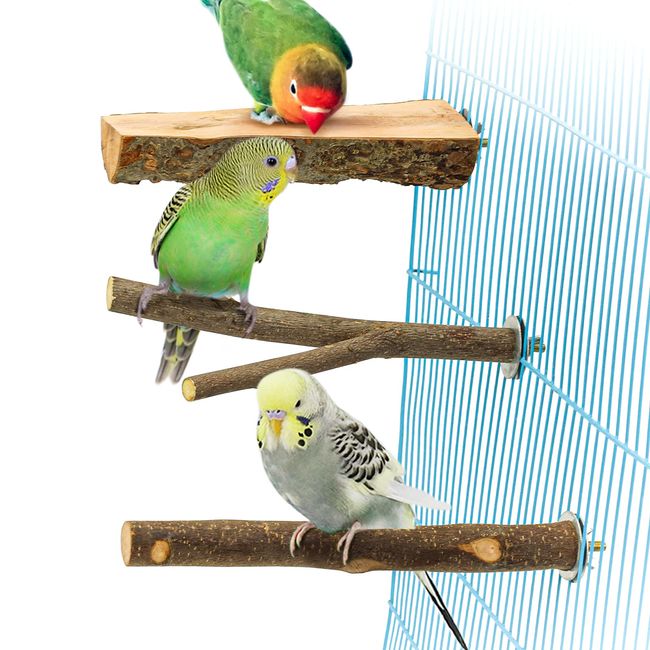 Set of 3 Perch, Perch, Natural Wood, Chewing Toy, Nail Sharpening, Perch, Parrot, Bird, Parrot, Literature, Nightboard, Play Tool, Cage Accessory, Easy Installation, Parrot Stand, Pet Playground,