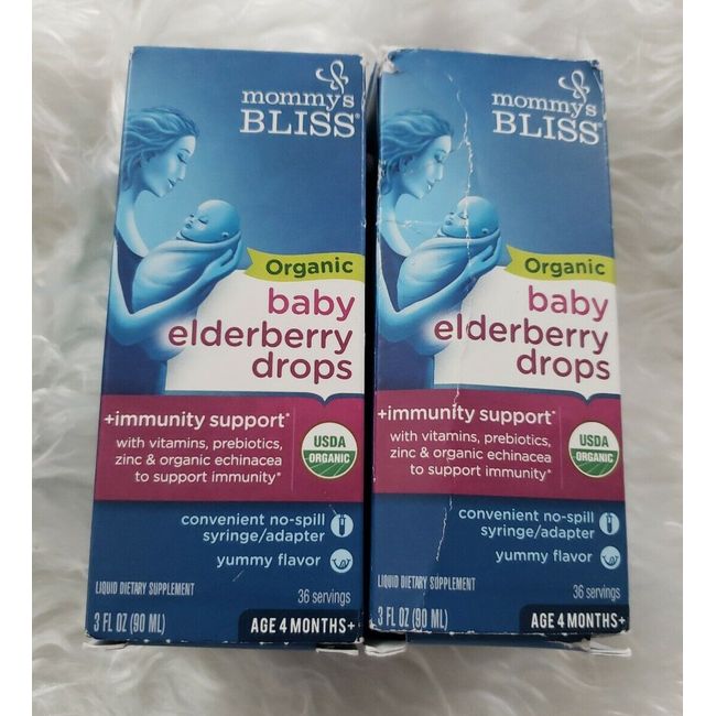 2 packs Mommy's Bliss Organic Elderberry Drops Baby Immunity Sup Prebiotics