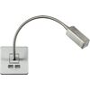 Knightsbridge Screwless Reading Light with Dual USB Charger - Brushed Chrome