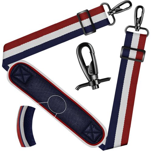 ZINZ 59-Inch Universal Shoulder Strap with Ultra-Thick Fixed Breathable Pad - Adjustable Heavy-Duty for Laptop, Crossbody, Gym, Camera Bags and More - Stripe-BWR