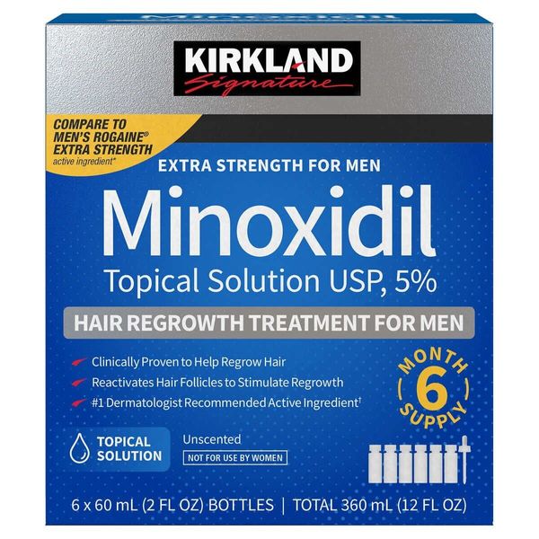 Kirkland Signature Minoxidil 5% Men Hair Regrowth Solution 6 Month Bottles