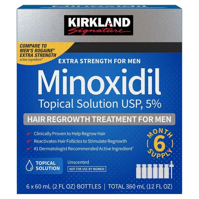 Kirkland Signature Minoxidil 5% Men Hair Regrowth Solution 6 Month Bottles