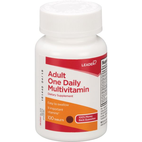 Leader One Daily Multivitamin Tablets 100 Ct. Essential Nutrients for Adults