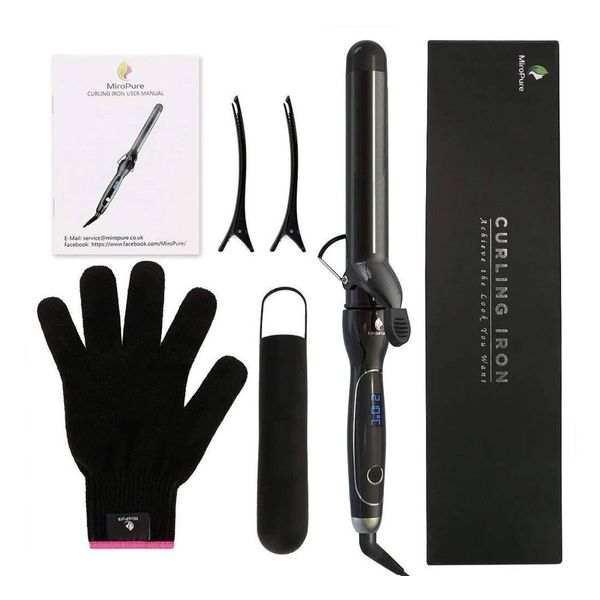 MiroPure 1.25 Inch 410 Degree Hair Curling Iron w/ Ceramic Coating, Black