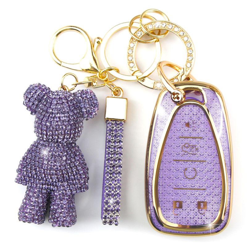 Rayslesan Cute Key Fob Cover with Rhinestone Bear Charm, Bling TPU ...