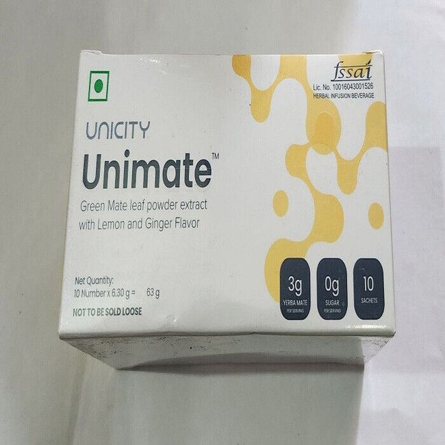 2X unicity Unimate Green Leaf Powder Extract with Lemon Ginger Flavour 10 sachet