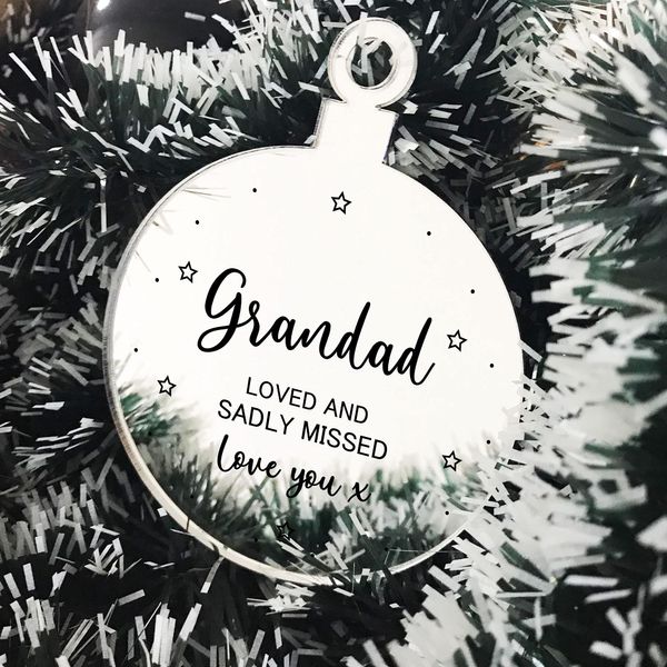 Grandad Memorial Gift Engraved Hanging Bauble In Memory Plaque Keepsake