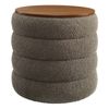Modway Mezzo Round Boucle Fabric Storage Ottoman in Pebble